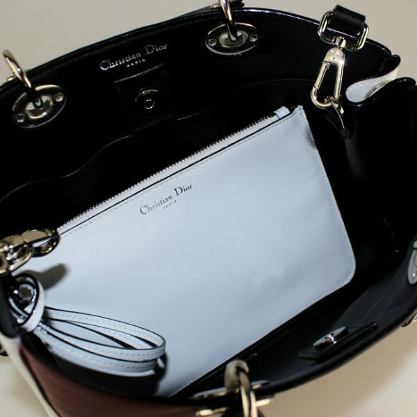 small Christian Dior diorissimo original calfskin leather bag 44374 winered&white&black
